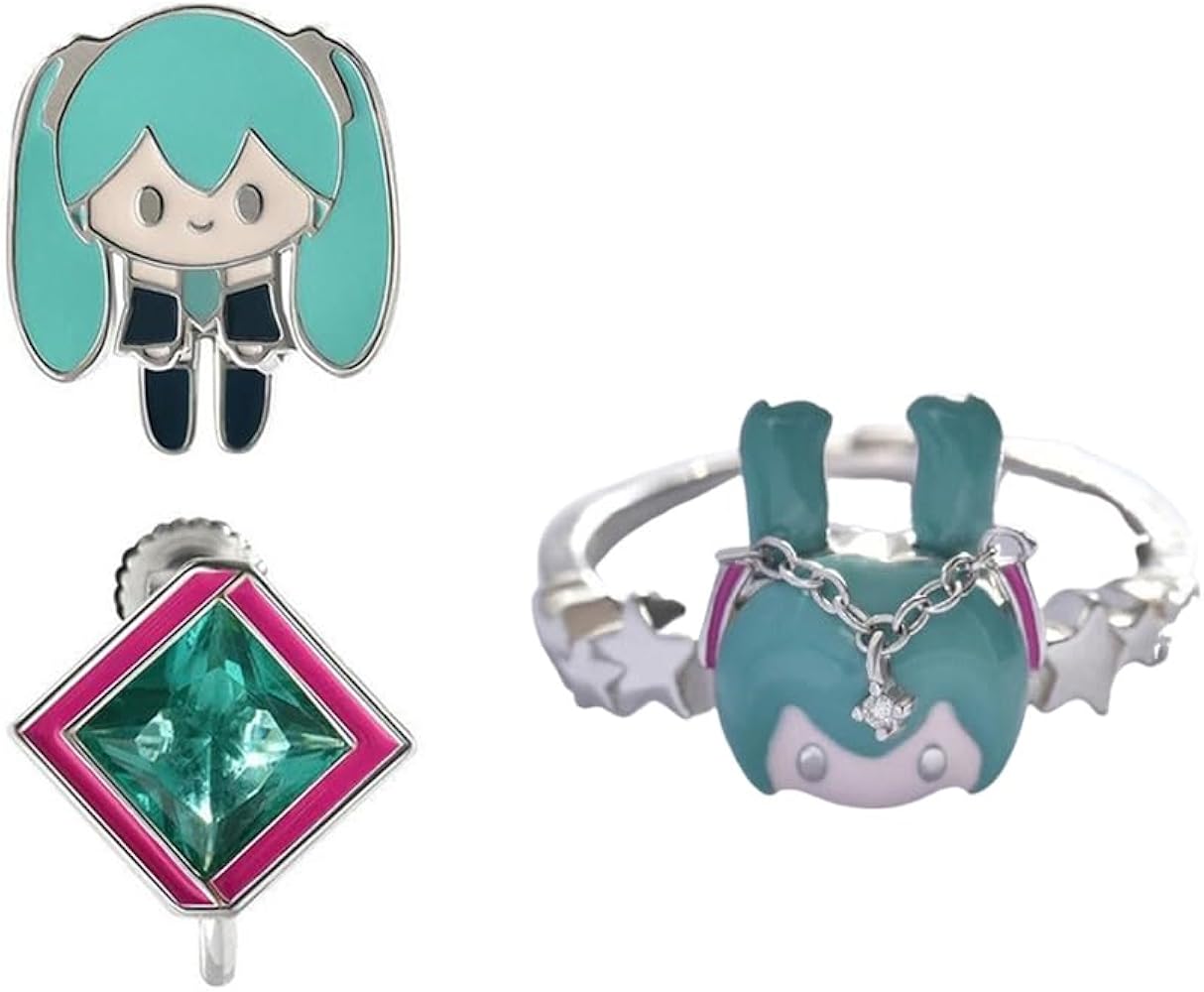 Amazon | 初音ミク イヤリング リング MIKU ピアス 耳飾り ペア 萌え